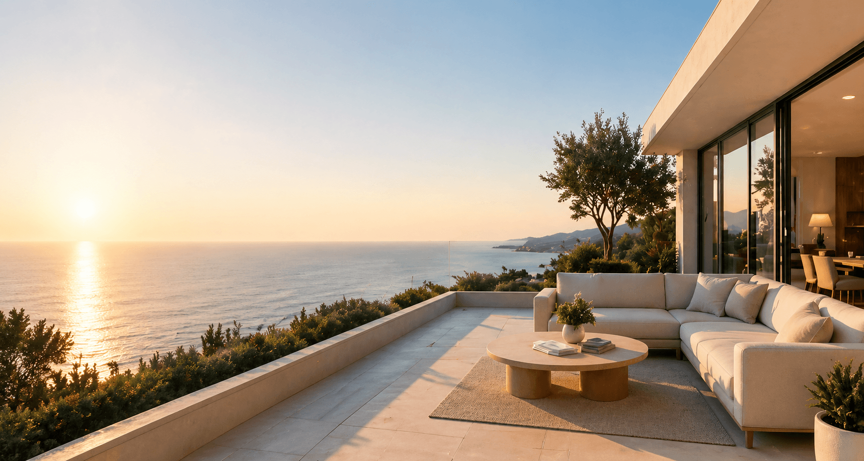 Moderne Villa-Terrasse mit Meerblick